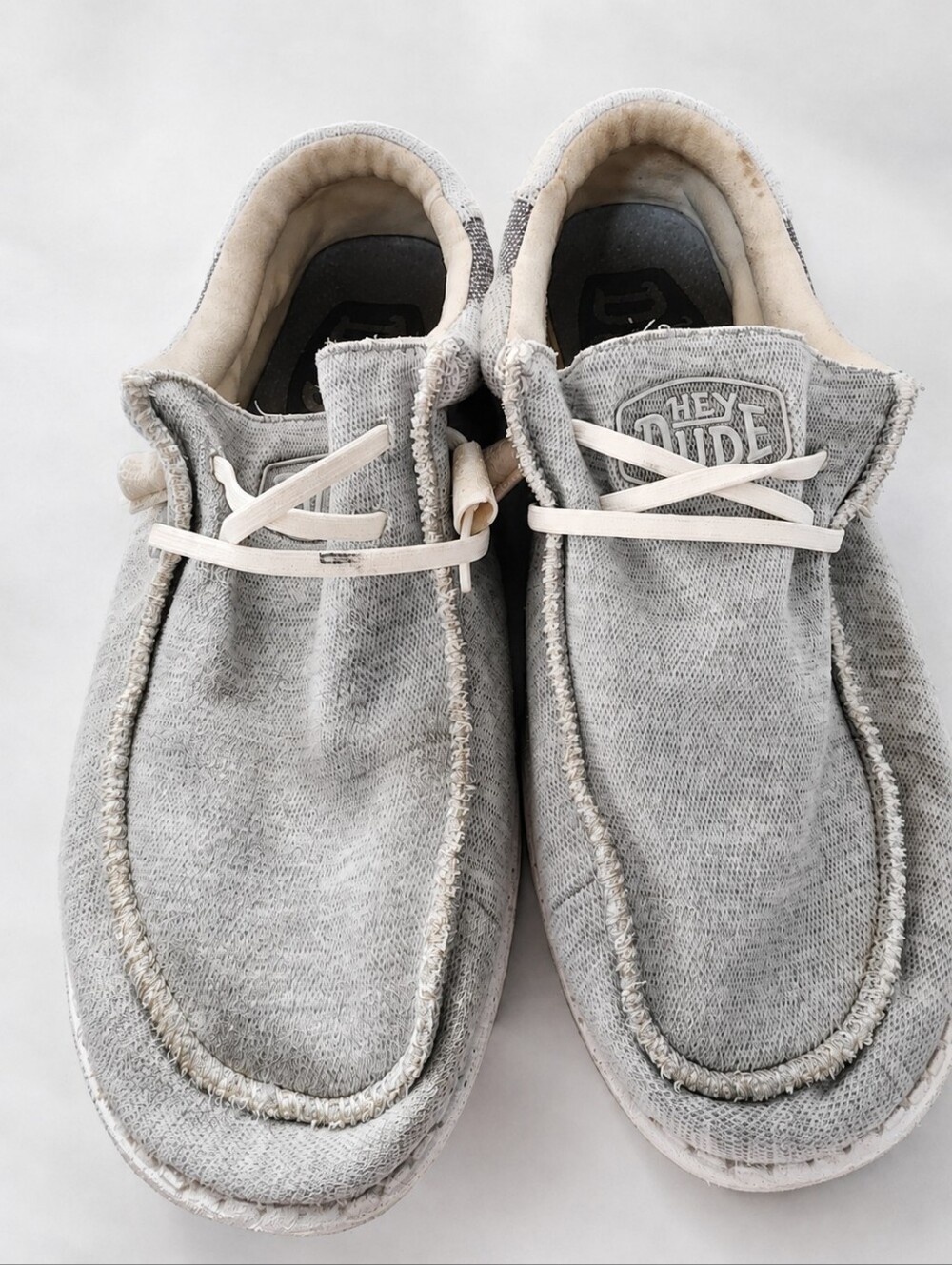 Hey Dude Men's Gray Canvas Casual Shoes Some Light Stains W10 M8